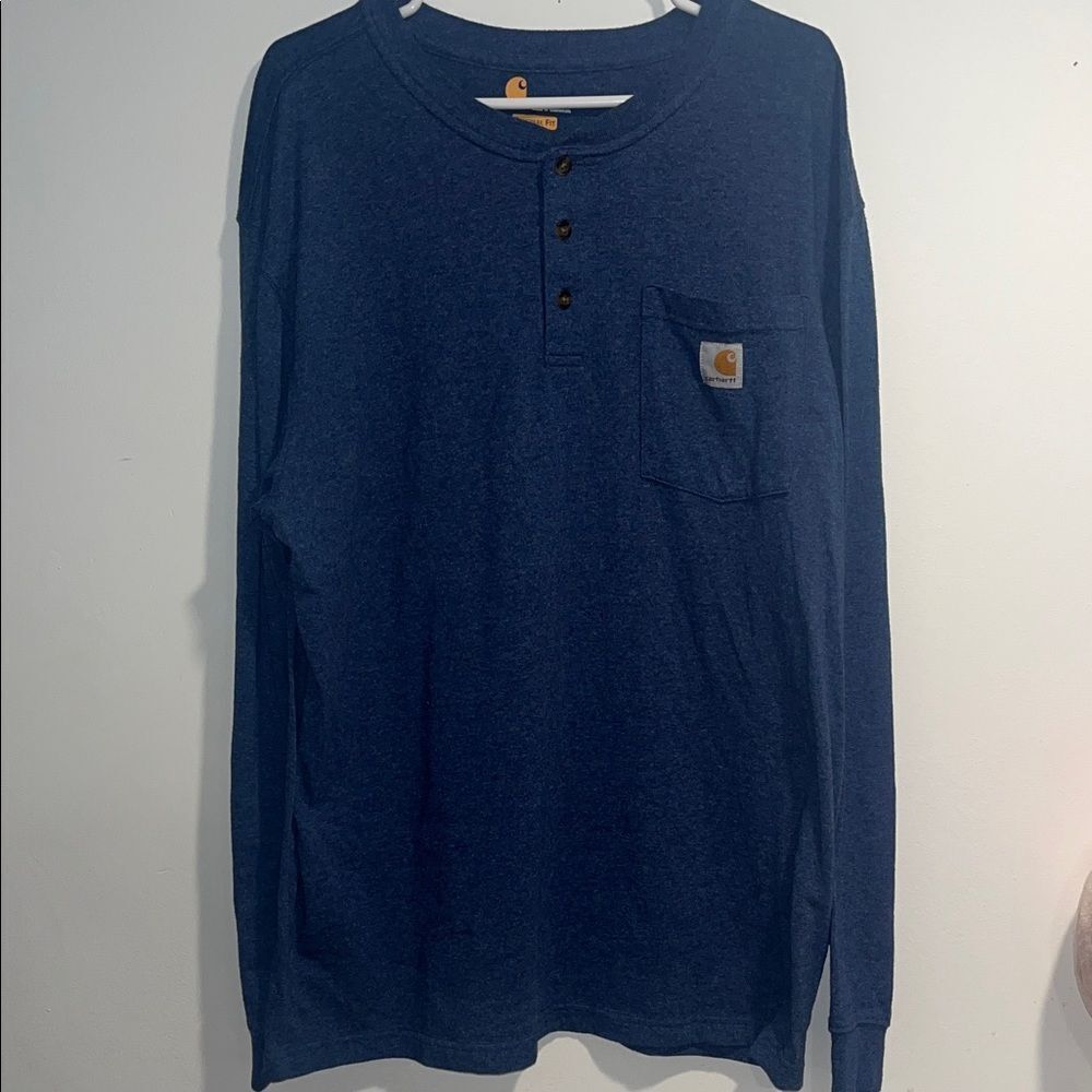 Carhartt Men's Navy Long Sleeve, Size Large